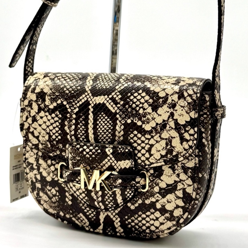 Michael Kors Small Reed Leather Saddle Crossbody Bag Nat/Light Cream